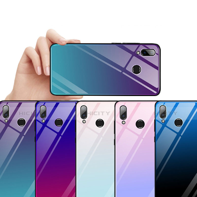 Huawei Honor Play用ハイブリットバンパーケース プラスチック 鏡面 虹 グラデーション 勾配色 カバー G01 ファーウェイ 