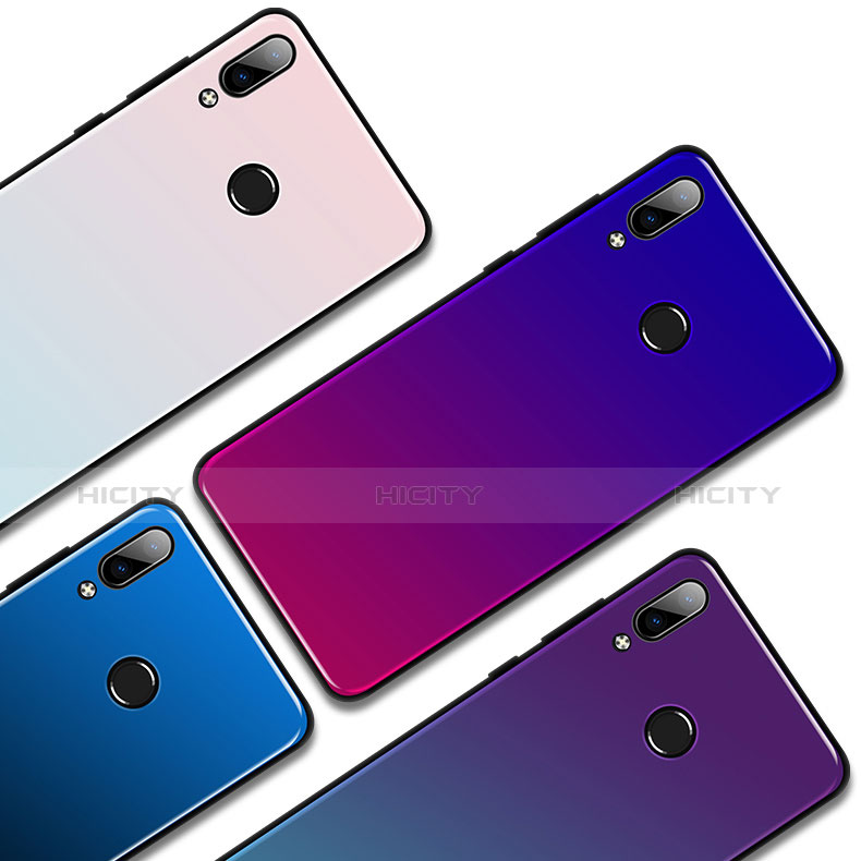 Huawei Honor Play用ハイブリットバンパーケース プラスチック 鏡面 虹 グラデーション 勾配色 カバー G01 ファーウェイ 