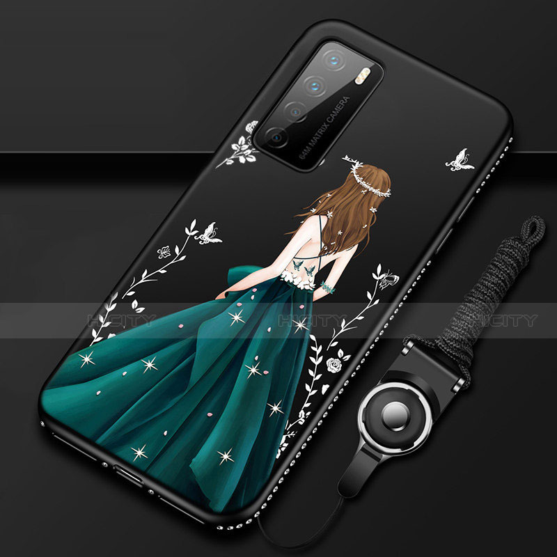 Huawei Honor Play4 5G用シリコンケース ソフトタッチラバー バタフライ ドレスガール ドレス少女 カバー ファーウェイ 