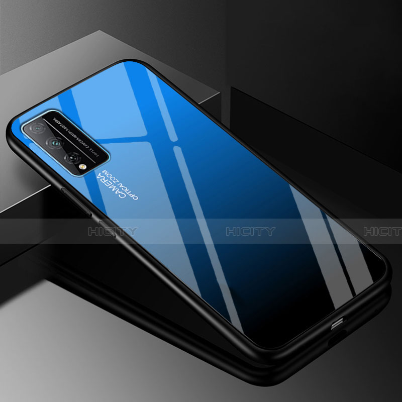 Huawei Honor Play4T Pro用ハイブリットバンパーケース プラスチック 鏡面 虹 グラデーション 勾配色 カバー ファーウェイ ネイビー