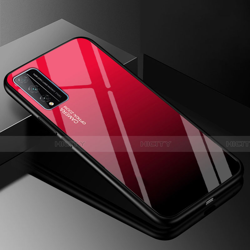 Huawei Honor Play4T Pro用ハイブリットバンパーケース プラスチック 鏡面 虹 グラデーション 勾配色 カバー ファーウェイ 