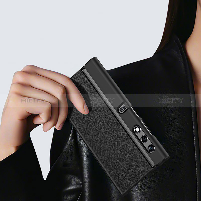Huawei Honor V Purse 5G用ハイブリットバンパーケース 高級感 手触り良いレザー柄 兼プラスチック B14H ファーウェイ 