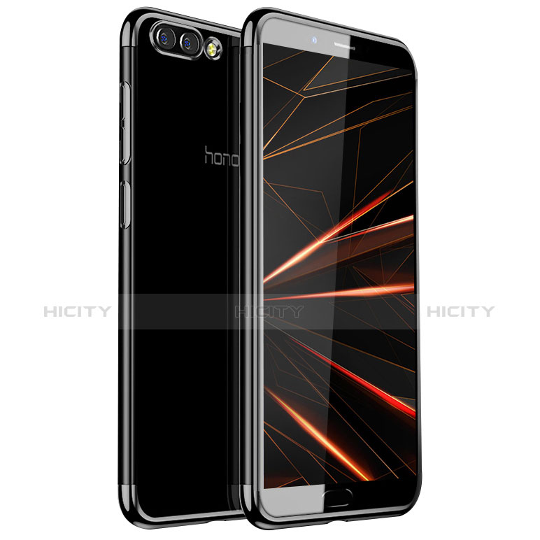 Huawei Honor V10用極薄ソフトケース シリコンケース 耐衝撃 全面保護 クリア透明 H01 ファーウェイ ブラック