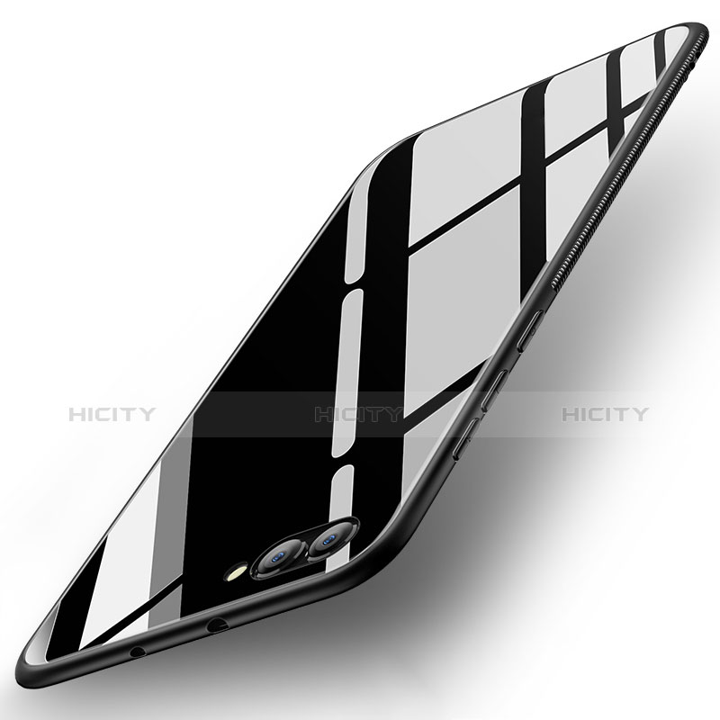 Huawei Honor V10用シリコンケース ソフトタッチラバー 鏡面 M02 ファーウェイ ブラック