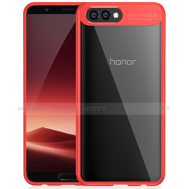 Huawei Honor V10用ハイブリットバンパーケース クリア透明 プラスチック 鏡面 ファーウェイ レッド