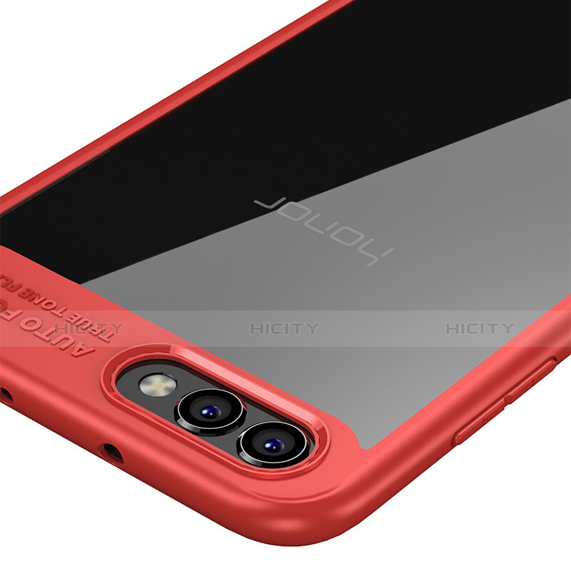 Huawei Honor V10用ハイブリットバンパーケース クリア透明 プラスチック 鏡面 ファーウェイ レッド