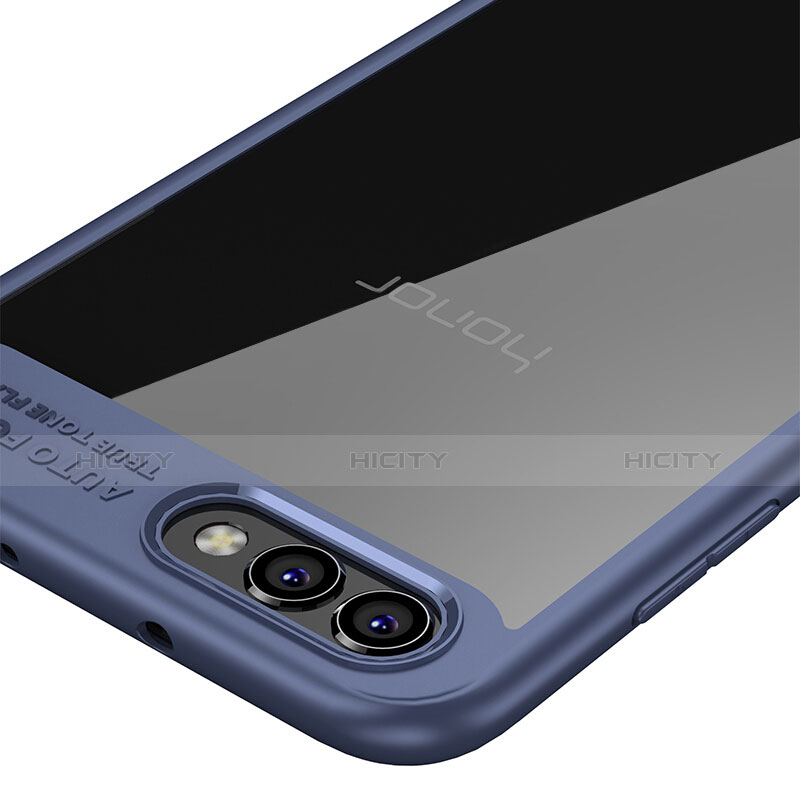 Huawei Honor V10用ハイブリットバンパーケース クリア透明 プラスチック 鏡面 ファーウェイ ネイビー