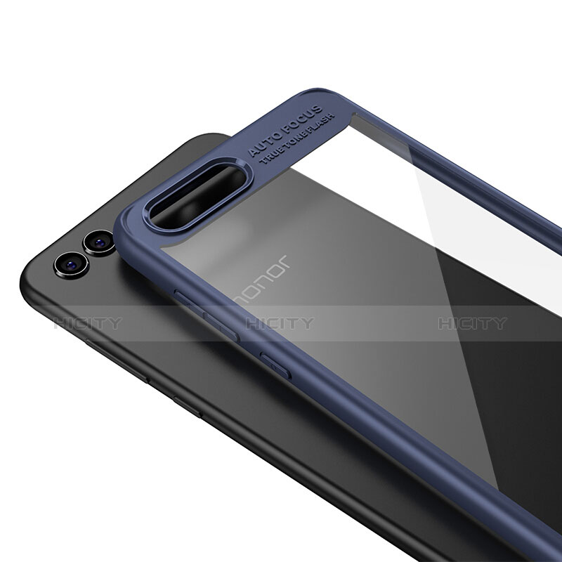 Huawei Honor V10用ハイブリットバンパーケース クリア透明 プラスチック 鏡面 ファーウェイ ネイビー