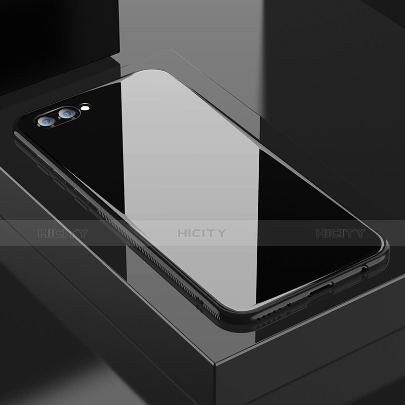 Huawei Honor V10用ハイブリットバンパーケース プラスチック 鏡面 カバー M04 ファーウェイ ブラック