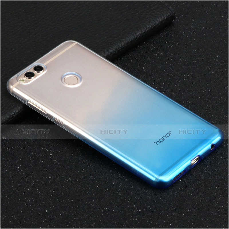 Huawei Honor V10用極薄ソフトケース グラデーション 勾配色 クリア透明 ファーウェイ ブルー