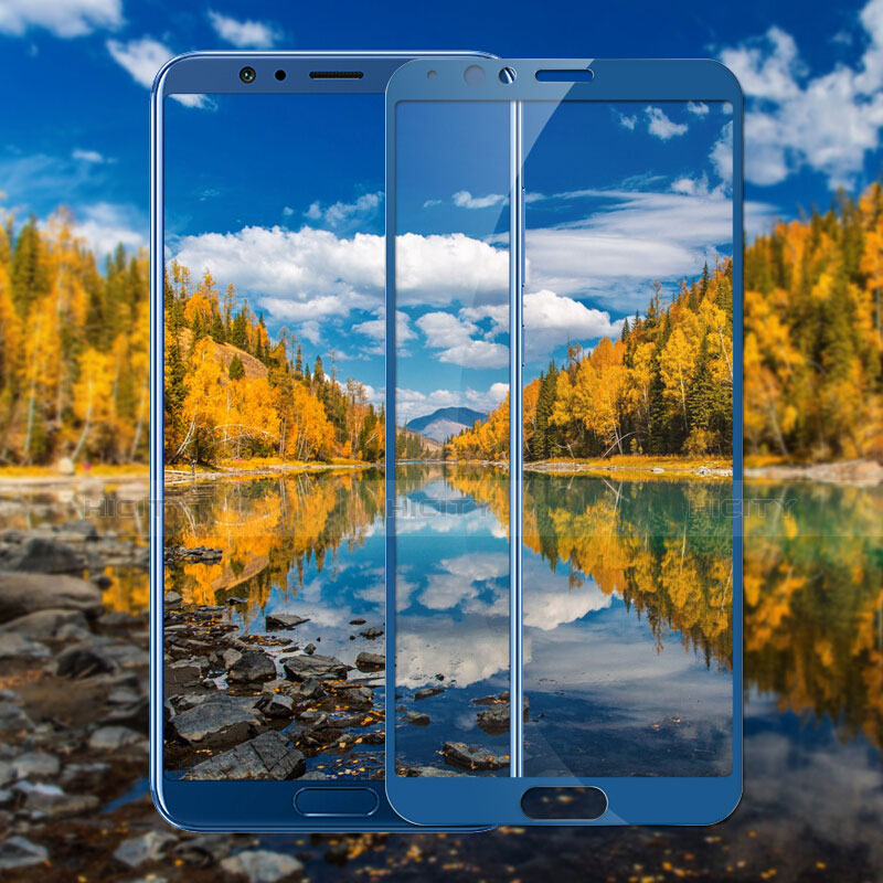 Huawei Honor V10用強化ガラス フル液晶保護フィルム F07 ファーウェイ ネイビー