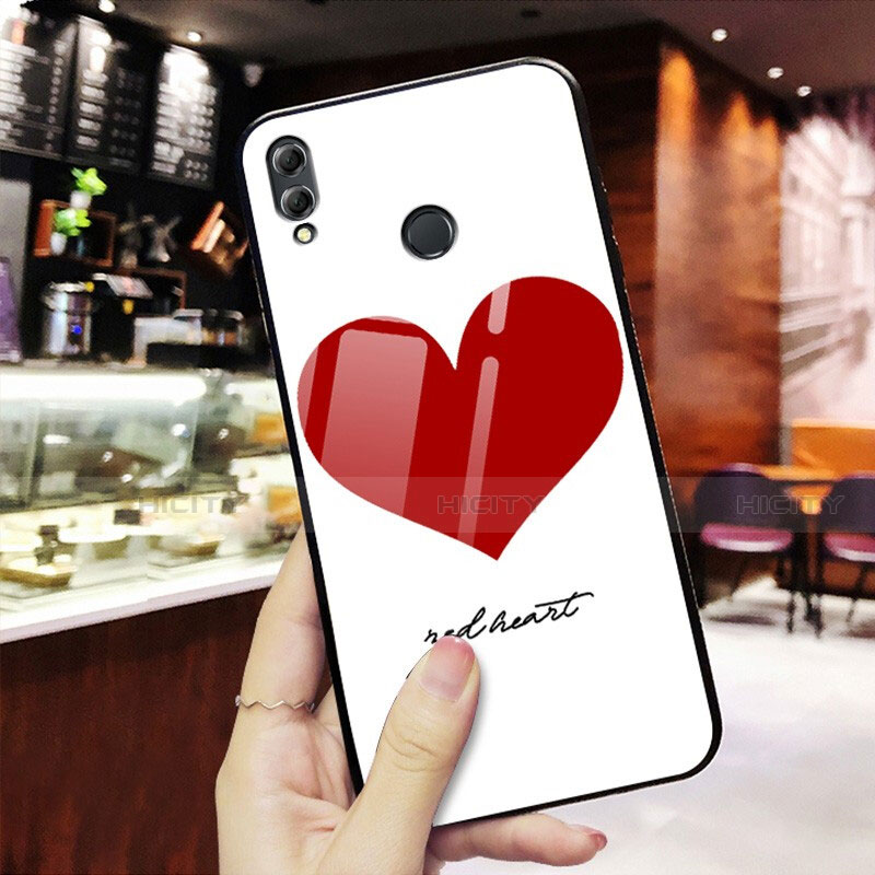Huawei Honor V10 Lite用ハイブリットバンパーケース プラスチック 愛の心 鏡面 S02 ファーウェイ レッド