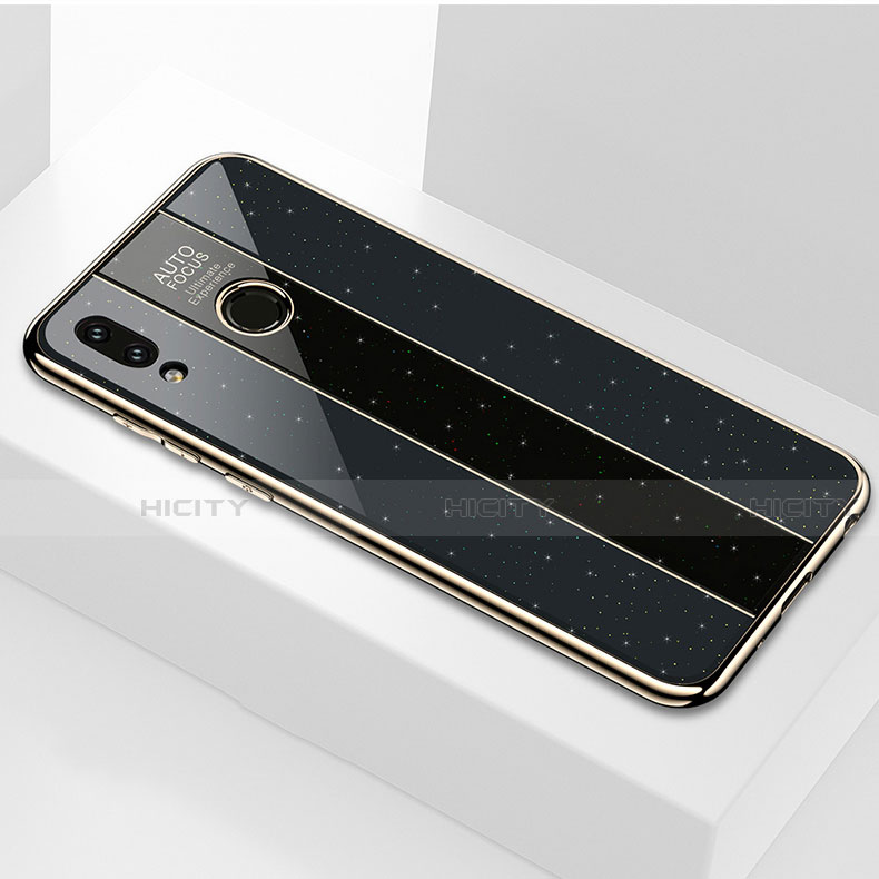 Huawei Honor V10 Lite用ハイブリットバンパーケース プラスチック 鏡面 カバー ファーウェイ ブラック