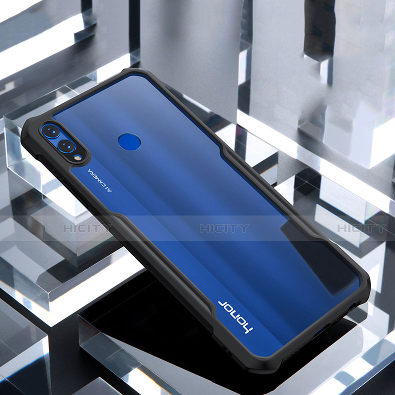 Huawei Honor V10 Lite用ハイブリットバンパーケース クリア透明 プラスチック 鏡面 カバー ファーウェイ ブラック