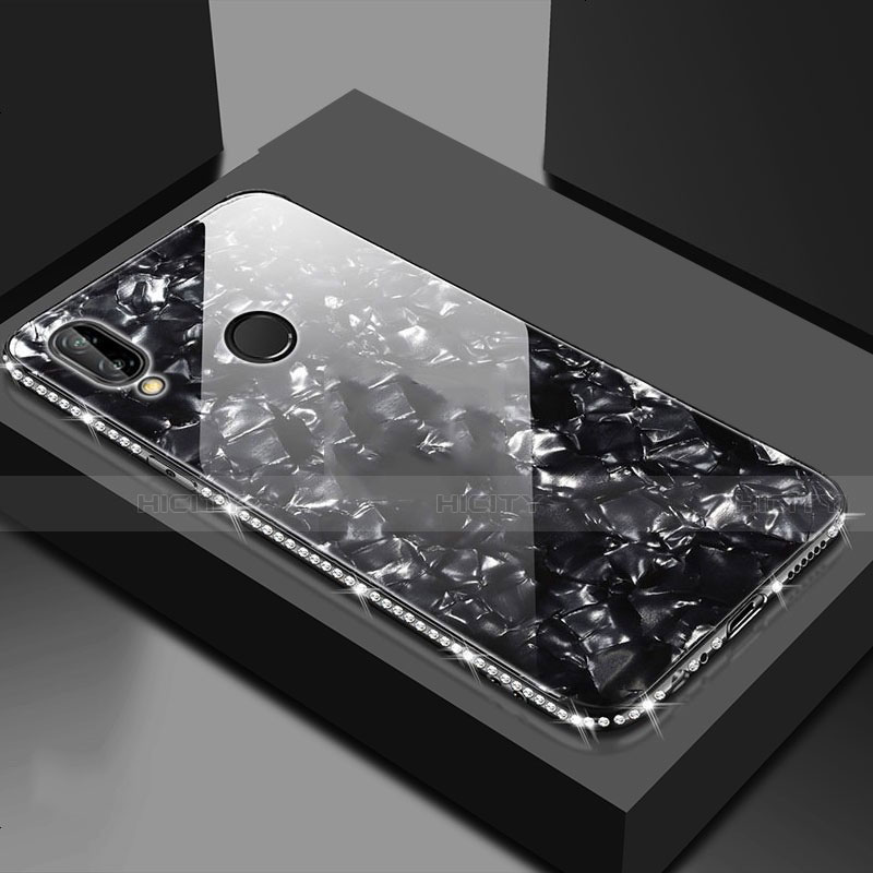 Huawei Honor V10 Lite用ハイブリットバンパーケース プラスチック 鏡面 カバー M01 ファーウェイ ブラック