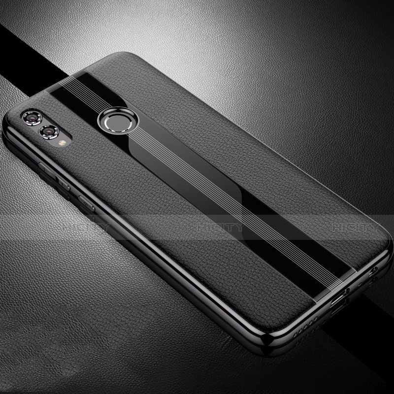 Huawei Honor V10 Lite用シリコンケース ソフトタッチラバー レザー柄 S01 ファーウェイ ブラック