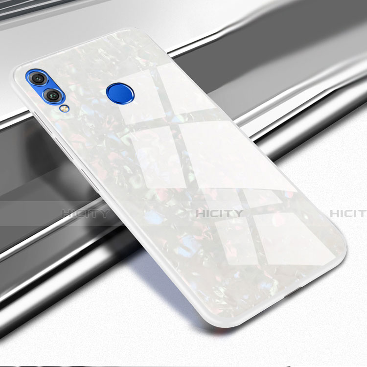 Huawei Honor V10 Lite用ハイブリットバンパーケース クリア透明 プラスチック 鏡面 カバー M03 ファーウェイ ホワイト