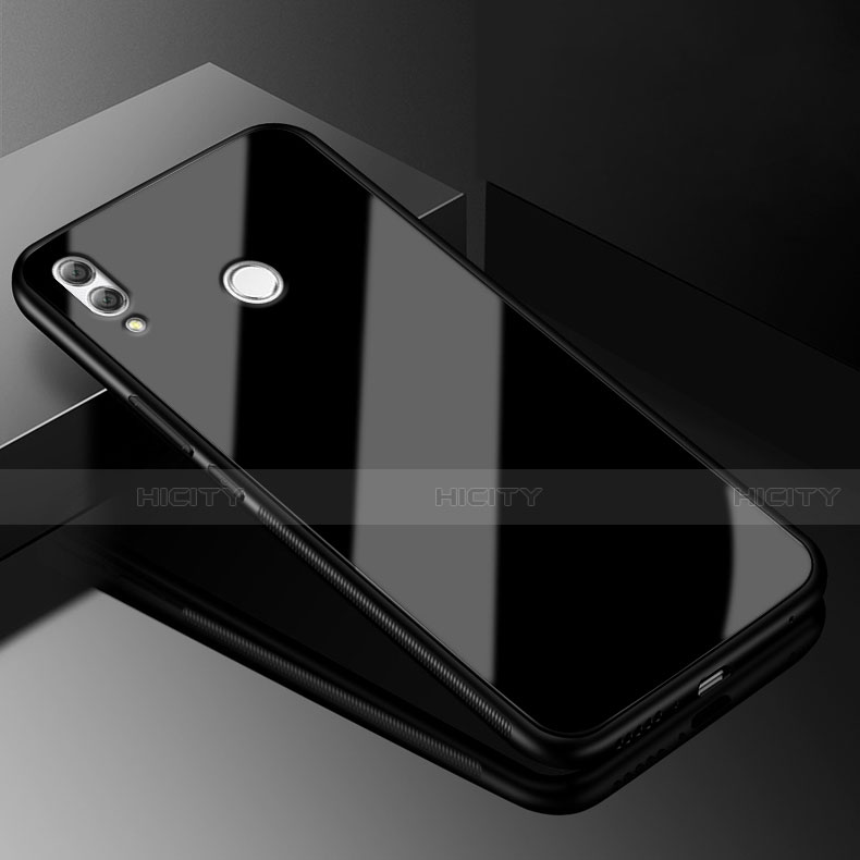 Huawei Honor V10 Lite用ハイブリットバンパーケース クリア透明 プラスチック 鏡面 カバー M04 ファーウェイ ブラック