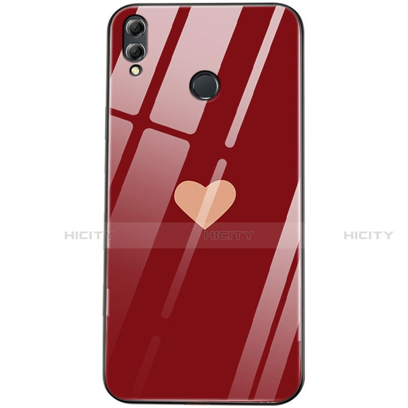 Huawei Honor V10 Lite用ハイブリットバンパーケース プラスチック 愛の心 鏡面 S04 ファーウェイ レッド