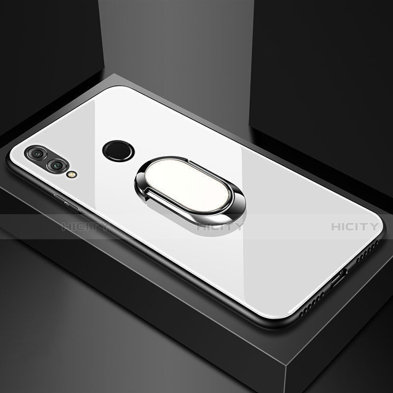 Huawei Honor V10 Lite用ハイブリットバンパーケース プラスチック 鏡面 カバー アンド指輪 マグネット式 ファーウェイ ホワイト