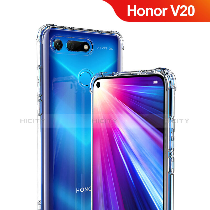 Huawei Honor V20用極薄ソフトケース シリコンケース 耐衝撃 全面保護 クリア透明 T06 ファーウェイ クリア