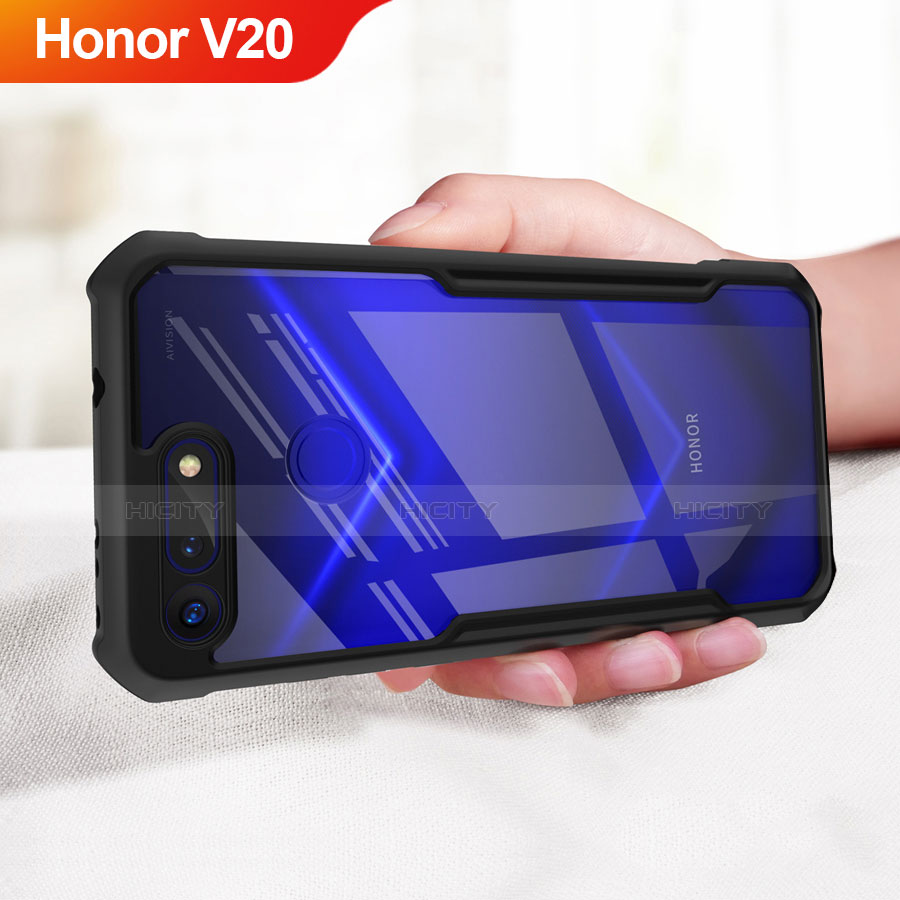 Huawei Honor V20用シリコンケース ソフトタッチラバー 鏡面 ファーウェイ ブラック