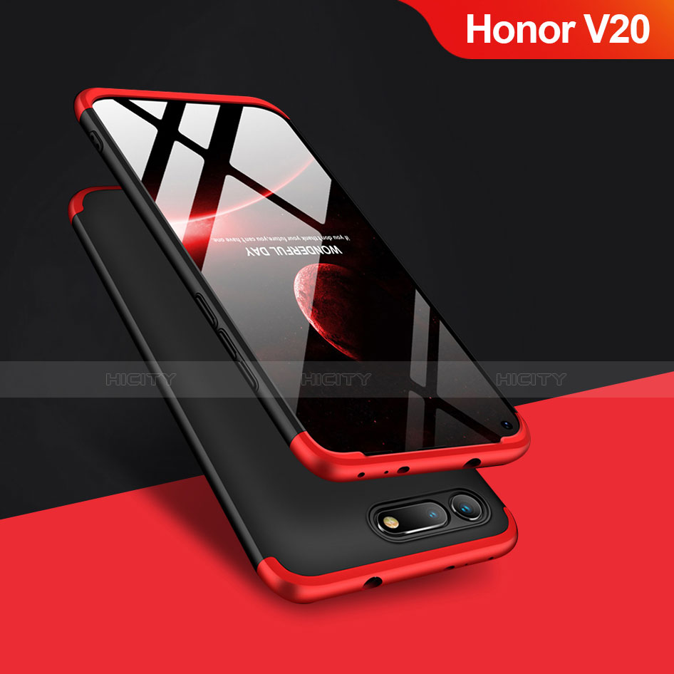 Huawei Honor V20用ハードケース プラスチック 質感もマット 前面と背面 360度 フルカバー Q01 ファーウェイ レッド・ブラック