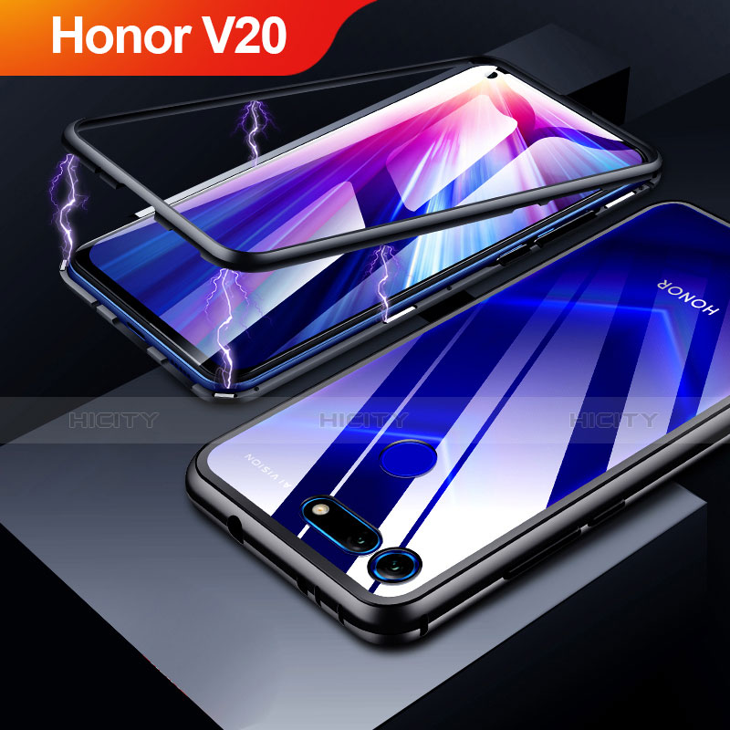Huawei Honor V20用ケース 高級感 手触り良い アルミメタル 製の金属製 バンパー 鏡面 カバー ファーウェイ ブラック