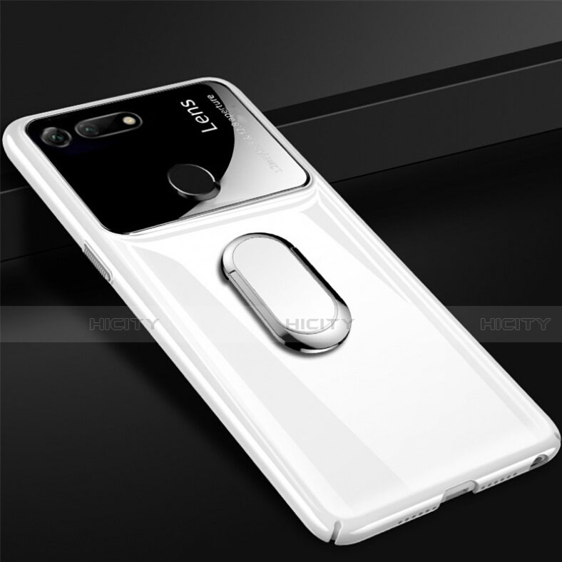 Huawei Honor V20用ハードケース プラスチック 質感もマット アンド指輪 マグネット式 P02 ファーウェイ ホワイト