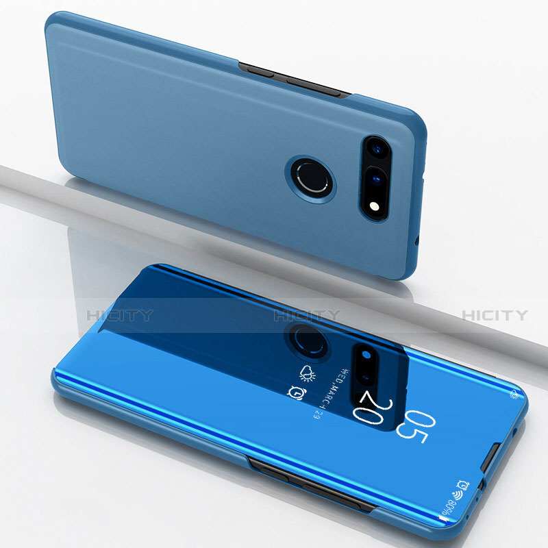 Huawei Honor V20用手帳型 レザーケース スタンド 鏡面 カバー M03 ファーウェイ ブルー
