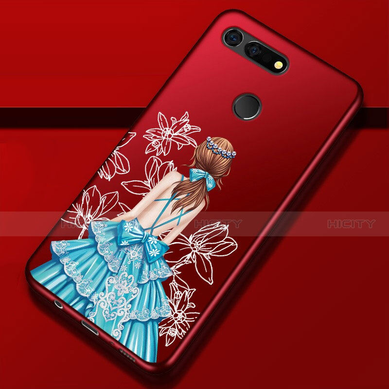 Huawei Honor V20用シリコンケース ソフトタッチラバー バタフライ ドレスガール ドレス少女 カバー K02 ファーウェイ 