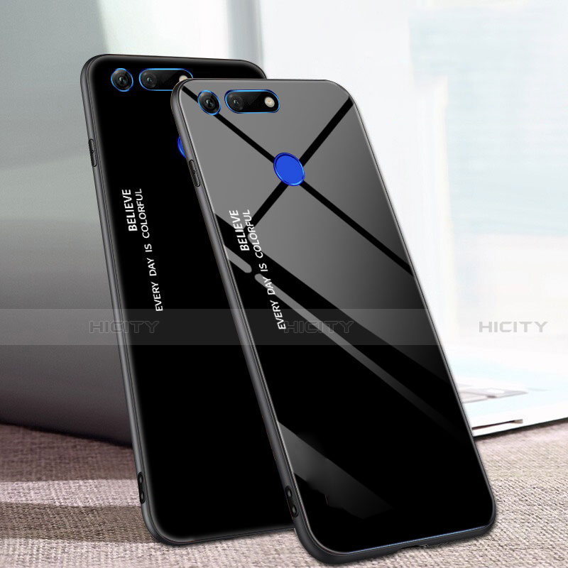 Huawei Honor V20用ハイブリットバンパーケース プラスチック 鏡面 虹 グラデーション 勾配色 カバー H01 ファーウェイ 