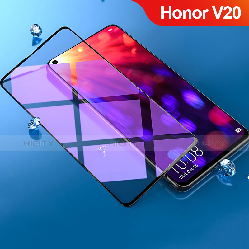 Huawei Honor V20用強化ガラス フル液晶保護フィルム アンチグレア ブルーライト F02 ファーウェイ ブラック