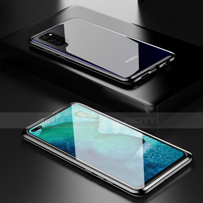 Huawei Honor V30 5G用ケース 高級感 手触り良い アルミメタル 製の金属製 360度 フルカバーバンパー 鏡面 カバー T01 ファーウェイ ブラック