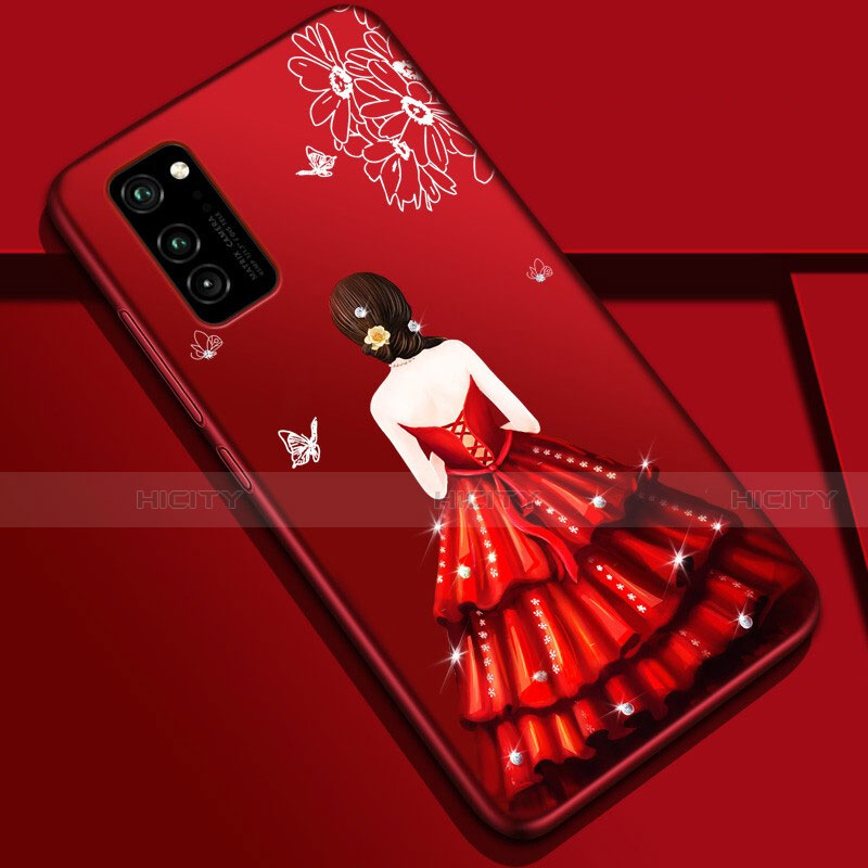 Huawei Honor V30 5G用シリコンケース ソフトタッチラバー バタフライ ドレスガール ドレス少女 カバー S01 ファーウェイ 