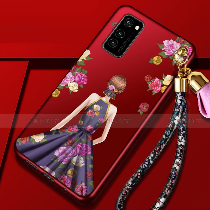 Huawei Honor V30 5G用シリコンケース ソフトタッチラバー バタフライ ドレスガール ドレス少女 カバー ファーウェイ 