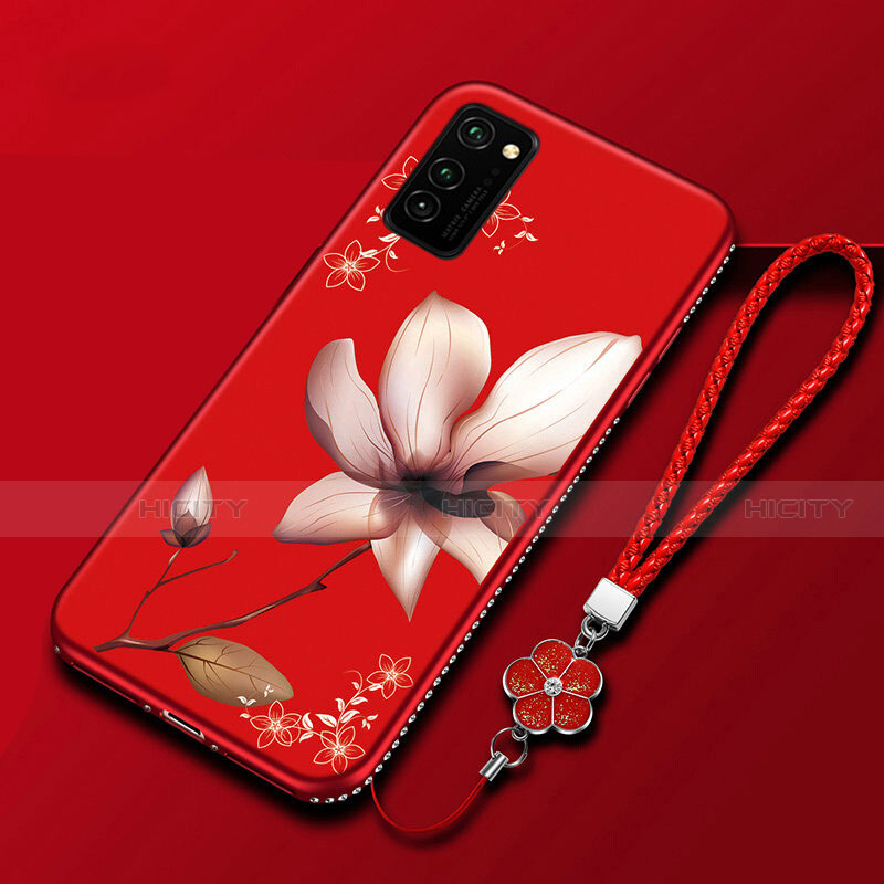 Huawei Honor V30 Pro 5G用シリコンケース ソフトタッチラバー 花 カバー ファーウェイ カラフル
