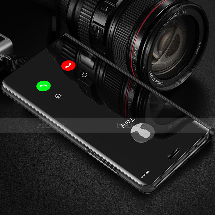 Huawei Honor V30 Pro 5G用手帳型 レザーケース スタンド 鏡面 カバー ファーウェイ ブラック