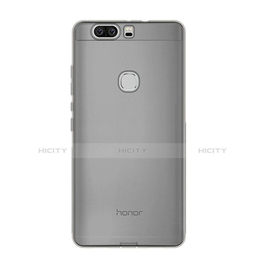 Huawei Honor V8用極薄ソフトケース シリコンケース 耐衝撃 全面保護 クリア透明 ファーウェイ グレー