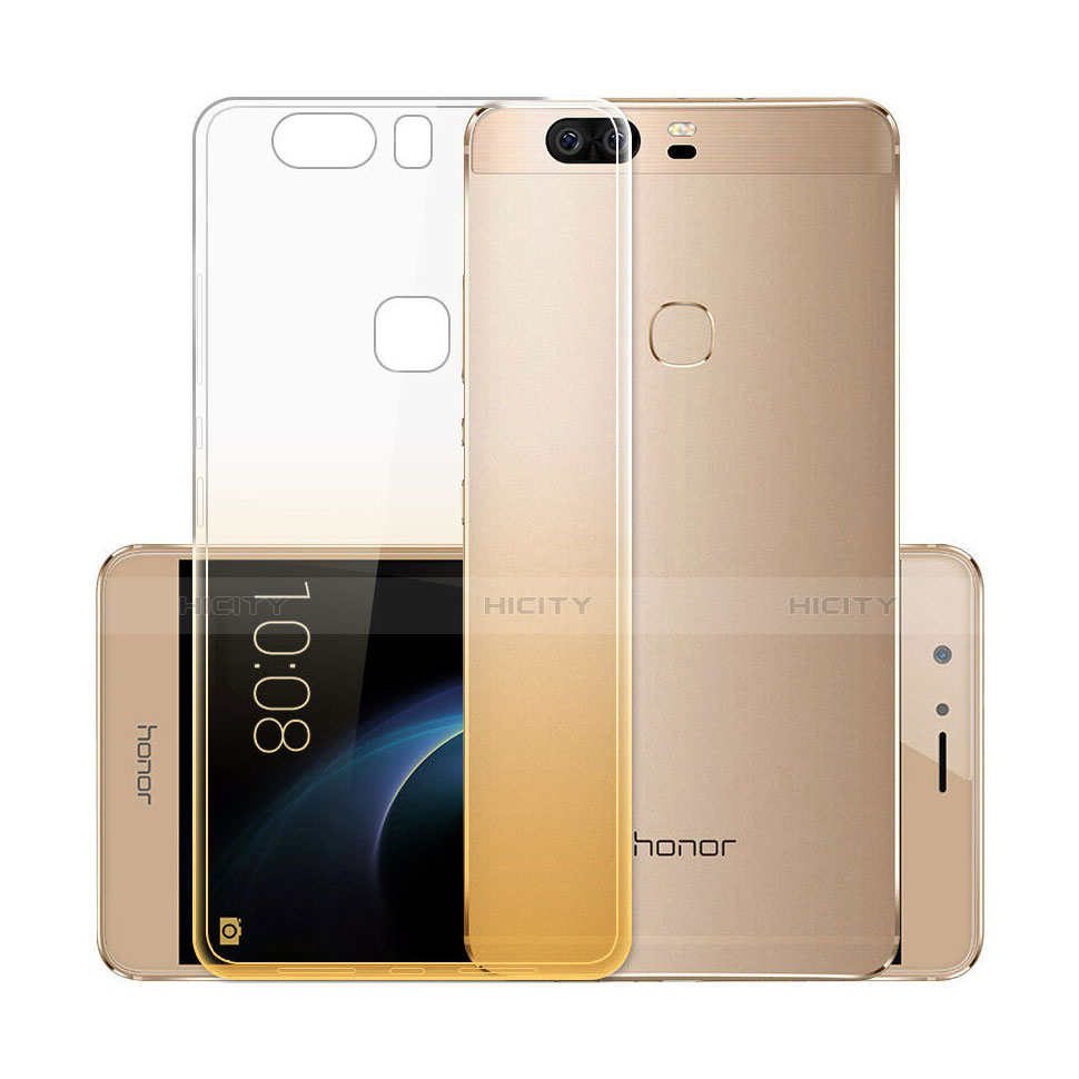 Huawei Honor V8用極薄ソフトケース グラデーション 勾配色 クリア透明 ファーウェイ イエロー