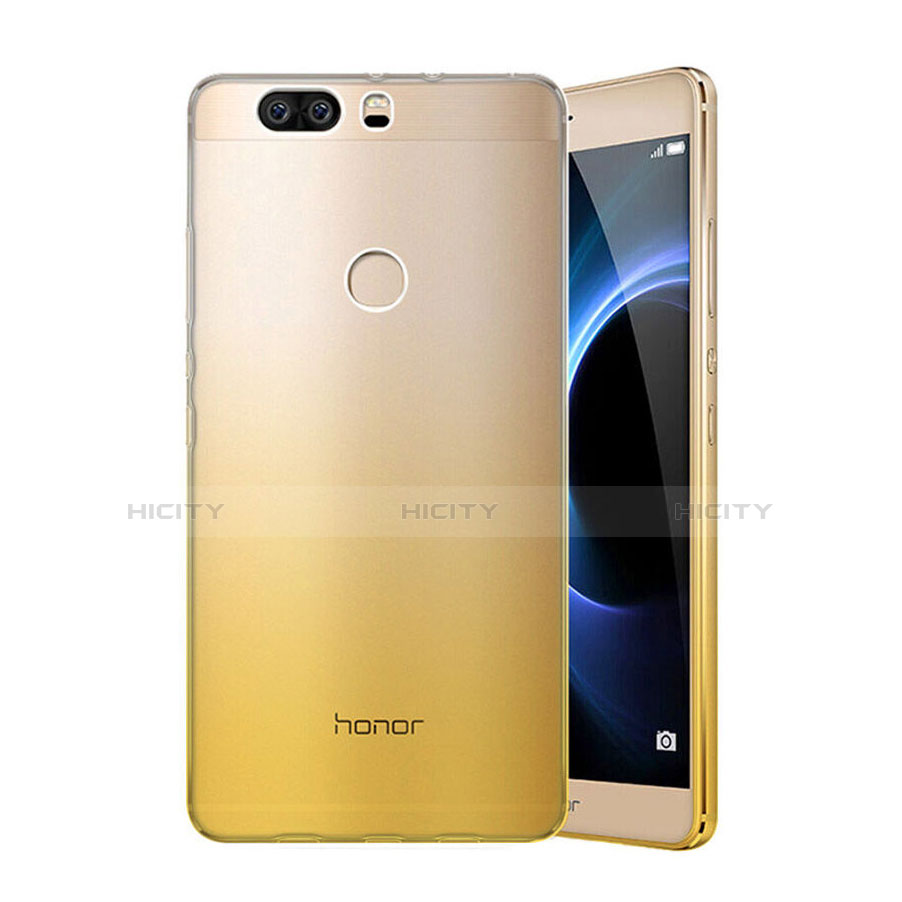 Huawei Honor V8用極薄ソフトケース グラデーション 勾配色 クリア透明 ファーウェイ イエロー