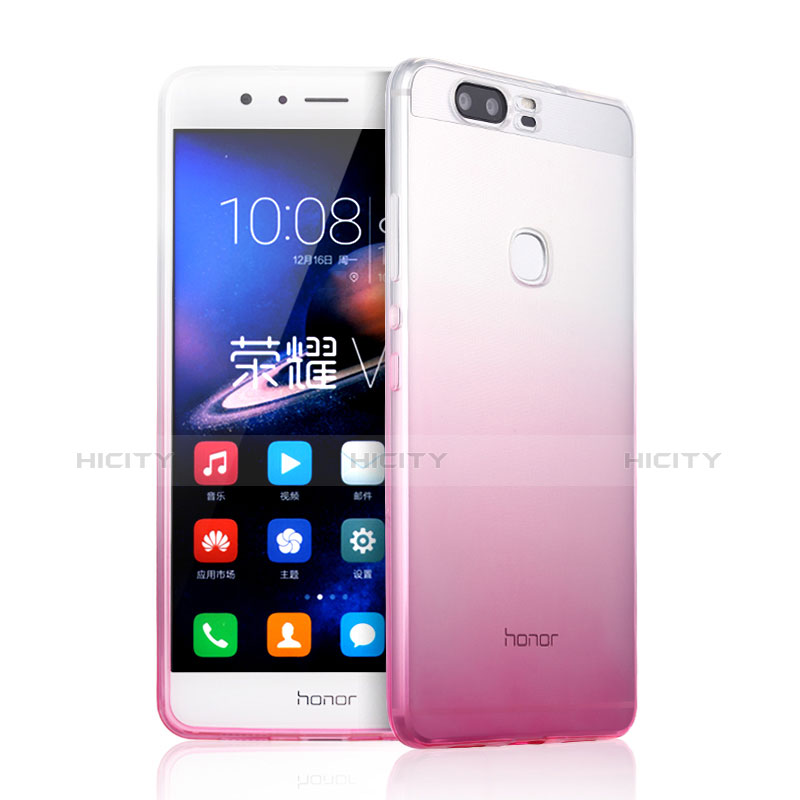 Huawei Honor V8用極薄ソフトケース グラデーション 勾配色 クリア透明 ファーウェイ ピンク