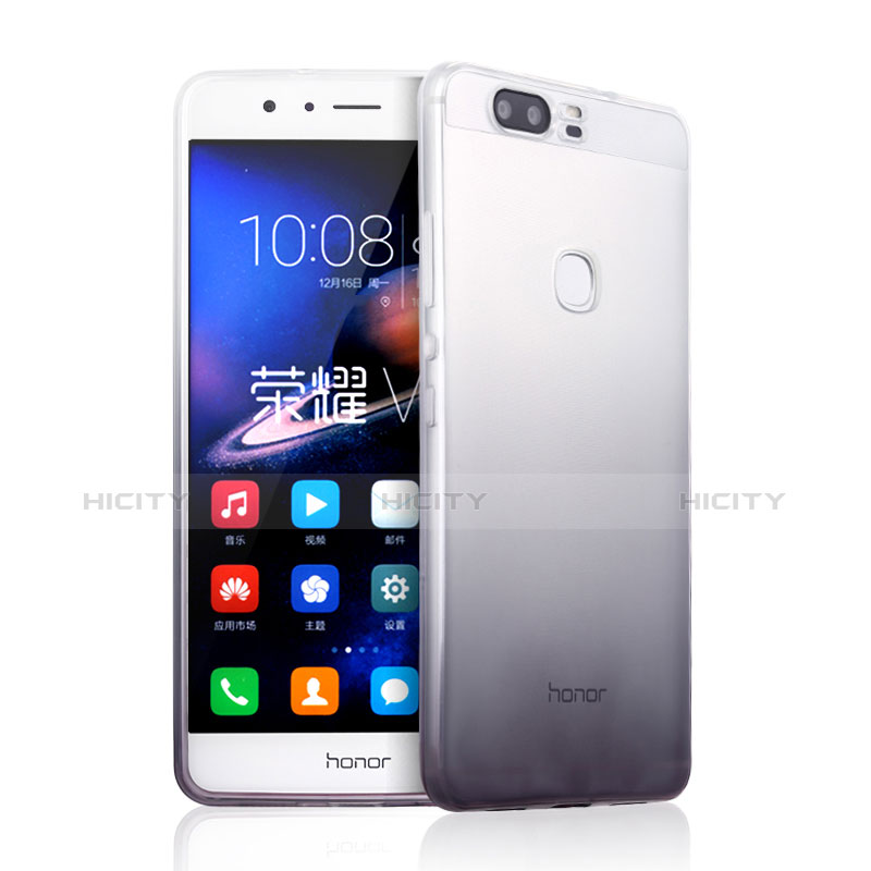 Huawei Honor V8用極薄ソフトケース グラデーション 勾配色 クリア透明 ファーウェイ グレー