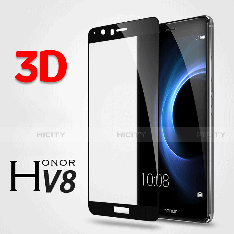 Huawei Honor V8用強化ガラス 液晶保護フィルム 3D ファーウェイ ブラック