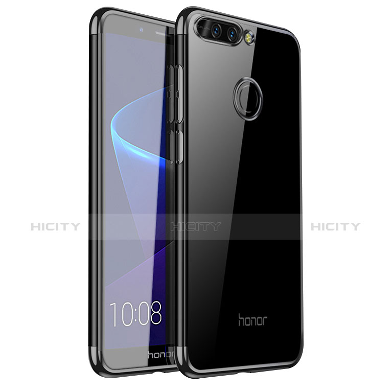 Huawei Honor V9用極薄ソフトケース シリコンケース 耐衝撃 全面保護 クリア透明 H01 ファーウェイ ブラック