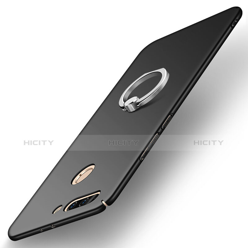 Huawei Honor V9用ハードケース プラスチック 質感もマット アンド指輪 A01 ファーウェイ ブラック