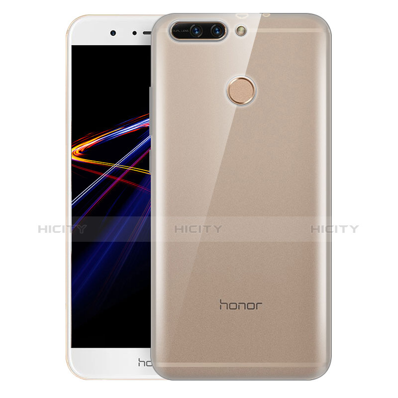 Huawei Honor V9用極薄ソフトケース シリコンケース 耐衝撃 全面保護 クリア透明 T08 ファーウェイ グレー