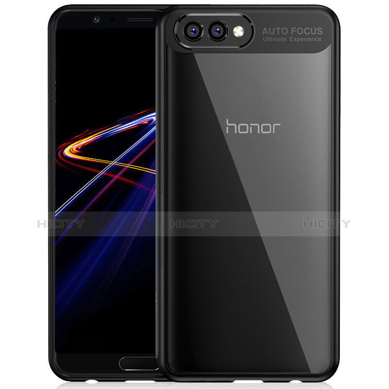 Huawei Honor View 10用ハイブリットバンパーケース クリア透明 プラスチック 鏡面 ファーウェイ ブラック