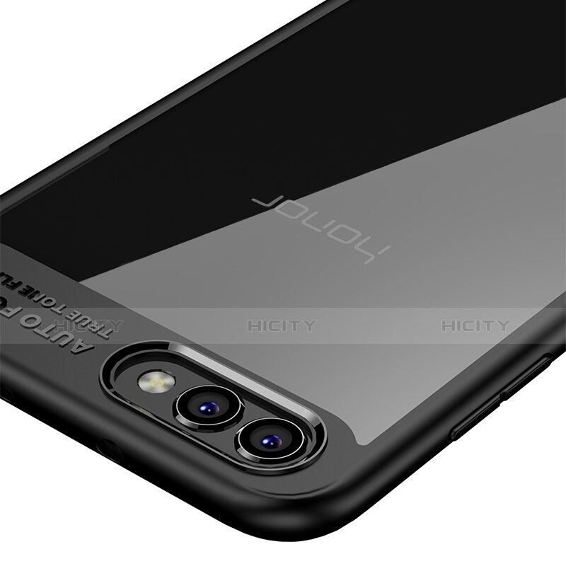Huawei Honor View 10用ハイブリットバンパーケース クリア透明 プラスチック 鏡面 ファーウェイ ブラック