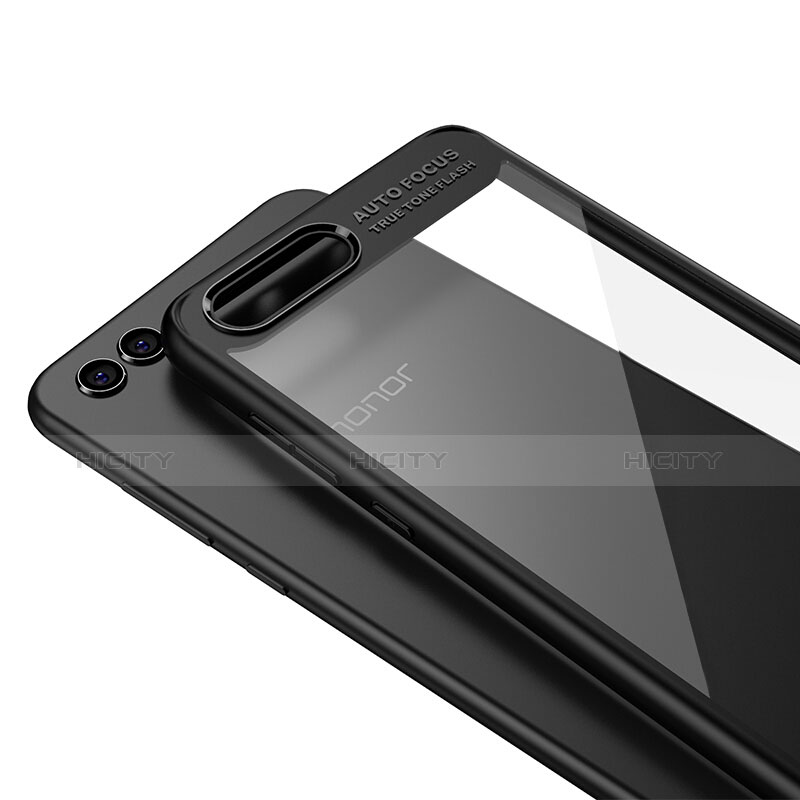 Huawei Honor View 10用ハイブリットバンパーケース クリア透明 プラスチック 鏡面 ファーウェイ ブラック